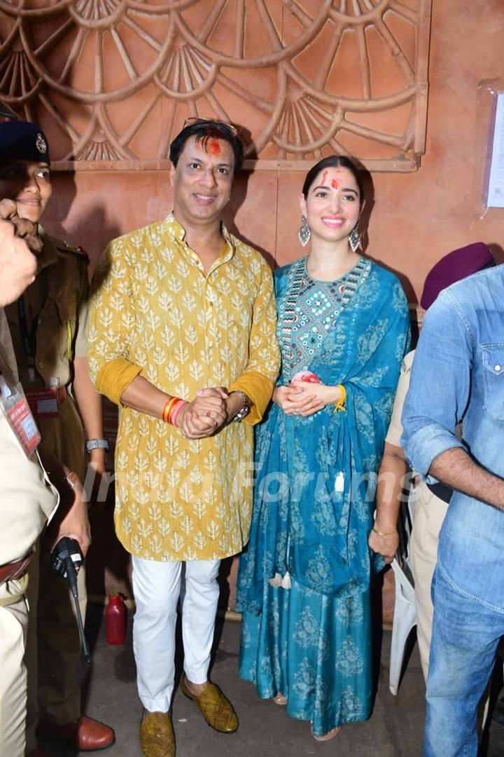 Tamannaah Bhatia and Madhur Bhandarkar snapped at Lalbaugcha Raja