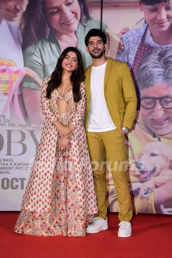 Rashmika Mandanna, Pavail Gulati spotted at Trailer launch of Goodbye 