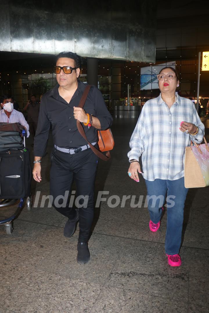 Govinda spotted with his wife Sunita Ahuja at the Mumbai airport