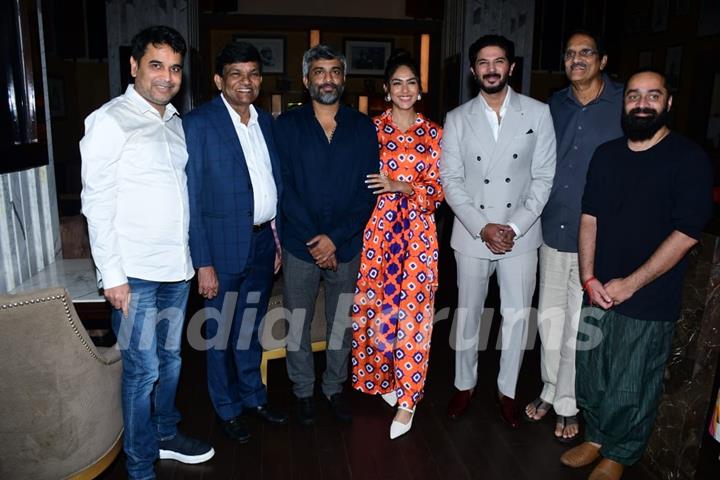 Jayantilal Gada, Hanu Raghavapudi, Mrunal Thakur, Dulquer Salmaan snapped at success Sita Ramam press conference at PVR ICON in Andheri