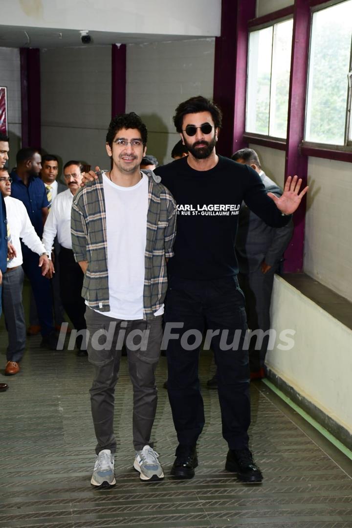 Ranbir kapoor and Ayan Mukerji spotted for National Cinema Day at Viviana Mall in Thane 