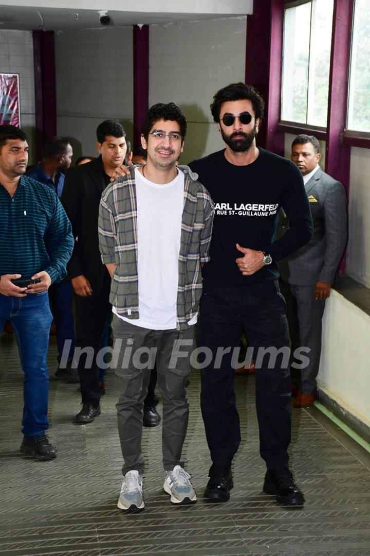 Ranbir kapoor and Ayan Mukerji spotted for National Cinema Day at Viviana Mall in Thane 