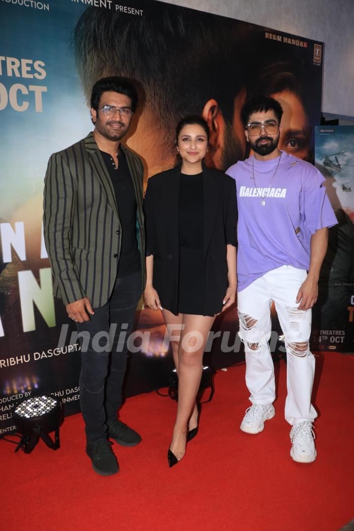 Parineeti Chopra, Harrdy Sandhu, Sharad Kelkar snapped at the trailer launch of their upcoming film Code Name: Tiranga