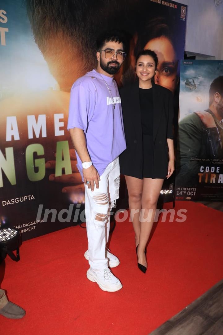 Parineeti Chopra, Harrdy Sandhu snapped at the trailer launch of their upcoming film Code Name: Tiranga