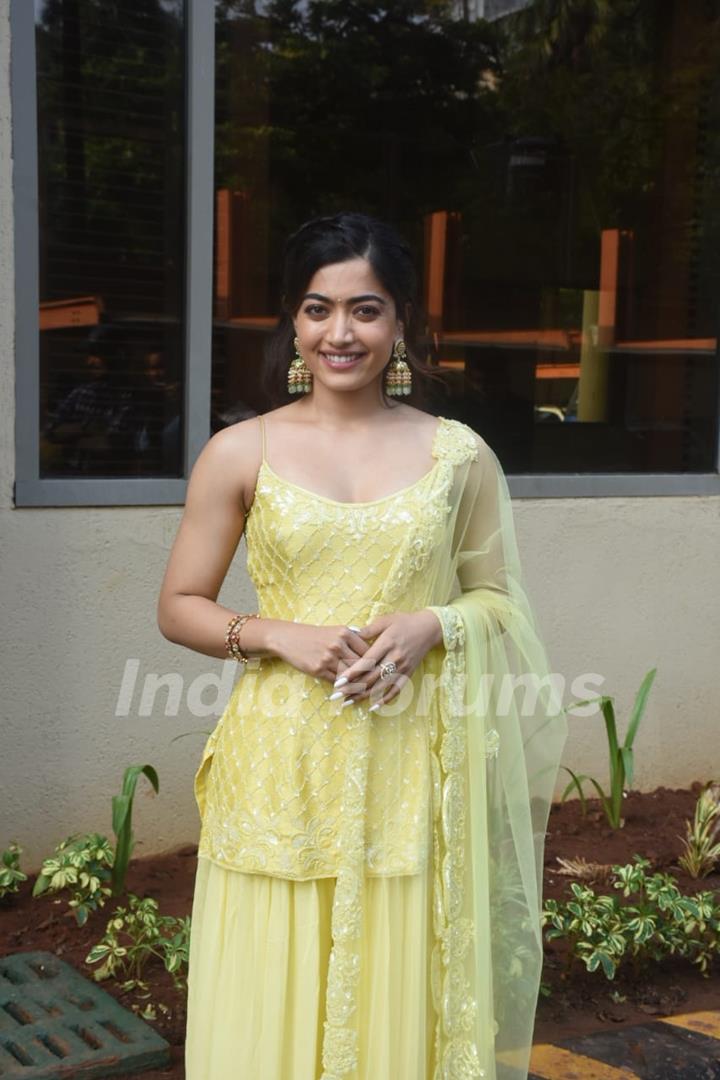 Rashmika Mandanna snapped promoting Goodbye 