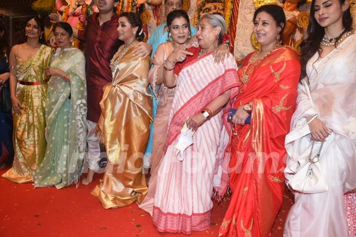 Kajol, Rani Mukerji, Ranbir Kapoor, Tanisha Mukherjee, Jaya Bachchan, Ayan Mukerji, Mouni Roy and others celebs snapped during Durga Puja at North Bombay Sarbojanin snapped during Durga Puja at North Bombay Sarbojanin