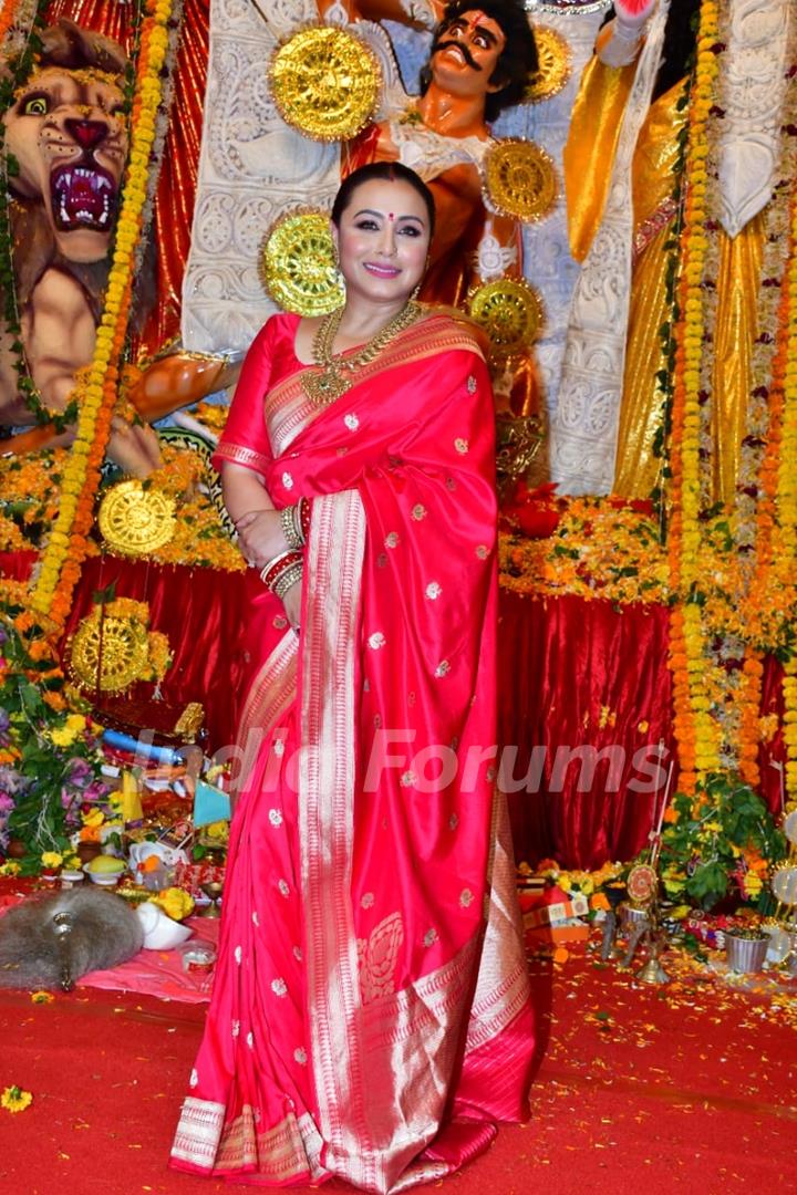 Rani Mukerji  snapped during Durga Puja at North Bombay Sarbojanin