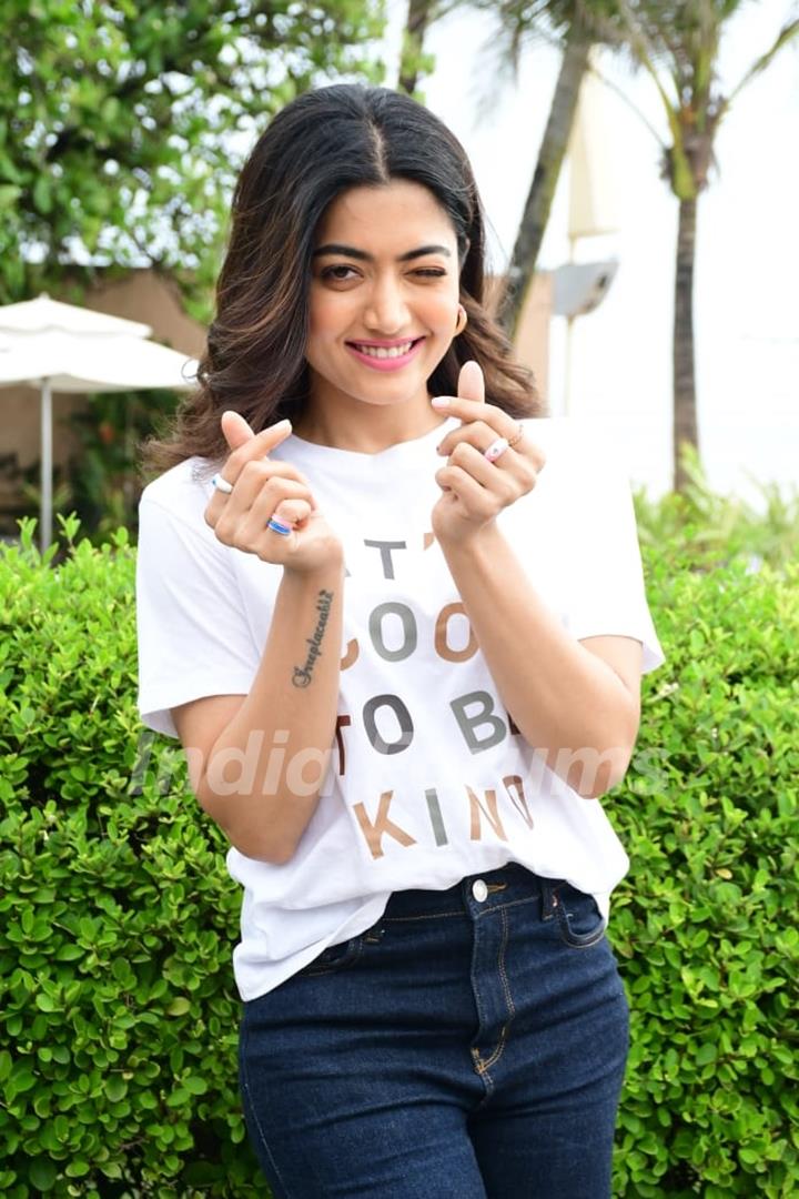 Rashmika Mandanna snapped promoting Goodbye 