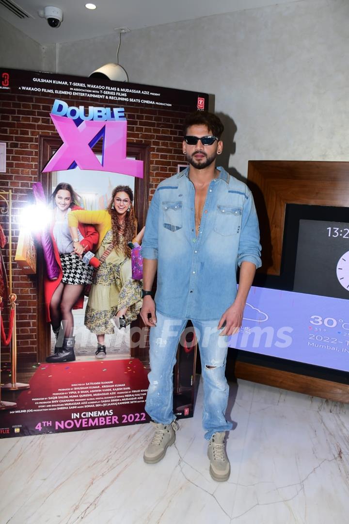 Zaheer Iqbal snapped at the trailer launch of Double XL at T-Series Office in Andheri 