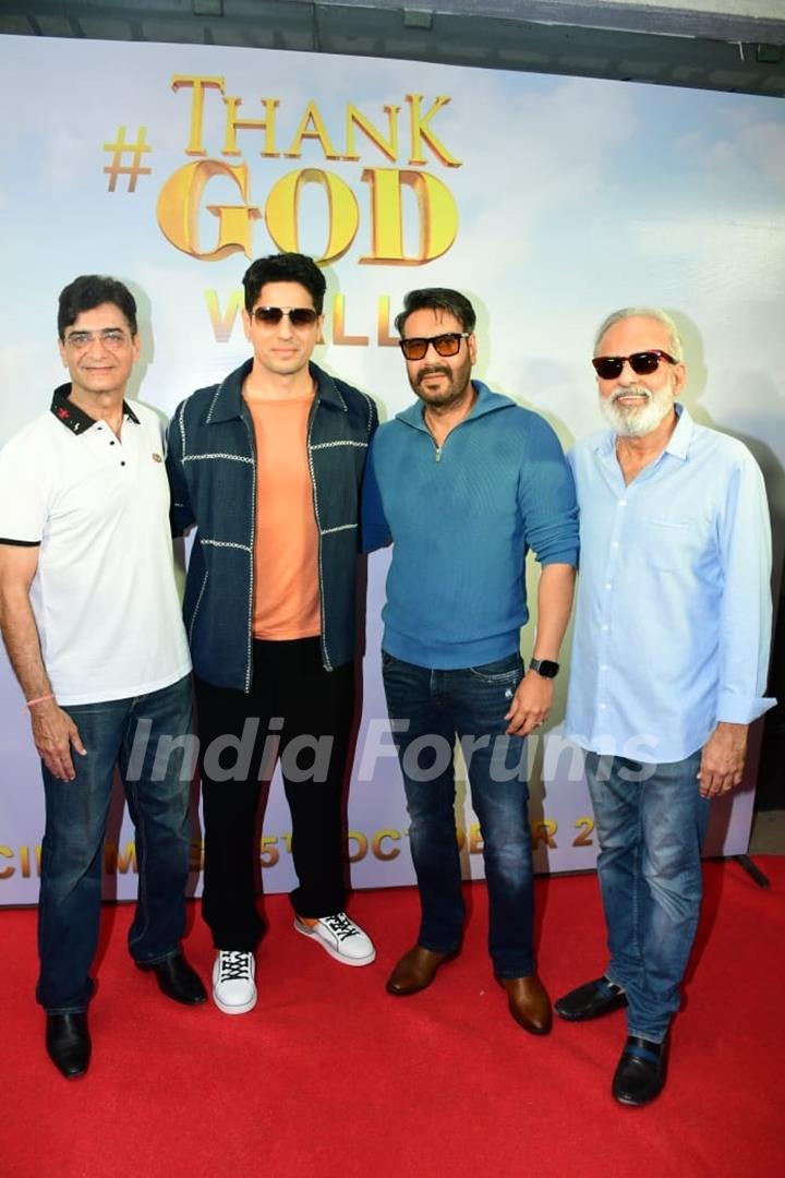 Ajay Devgn, Sidharth Malhotra, Indra Kumar spotted at special trailer launch of Thank God 