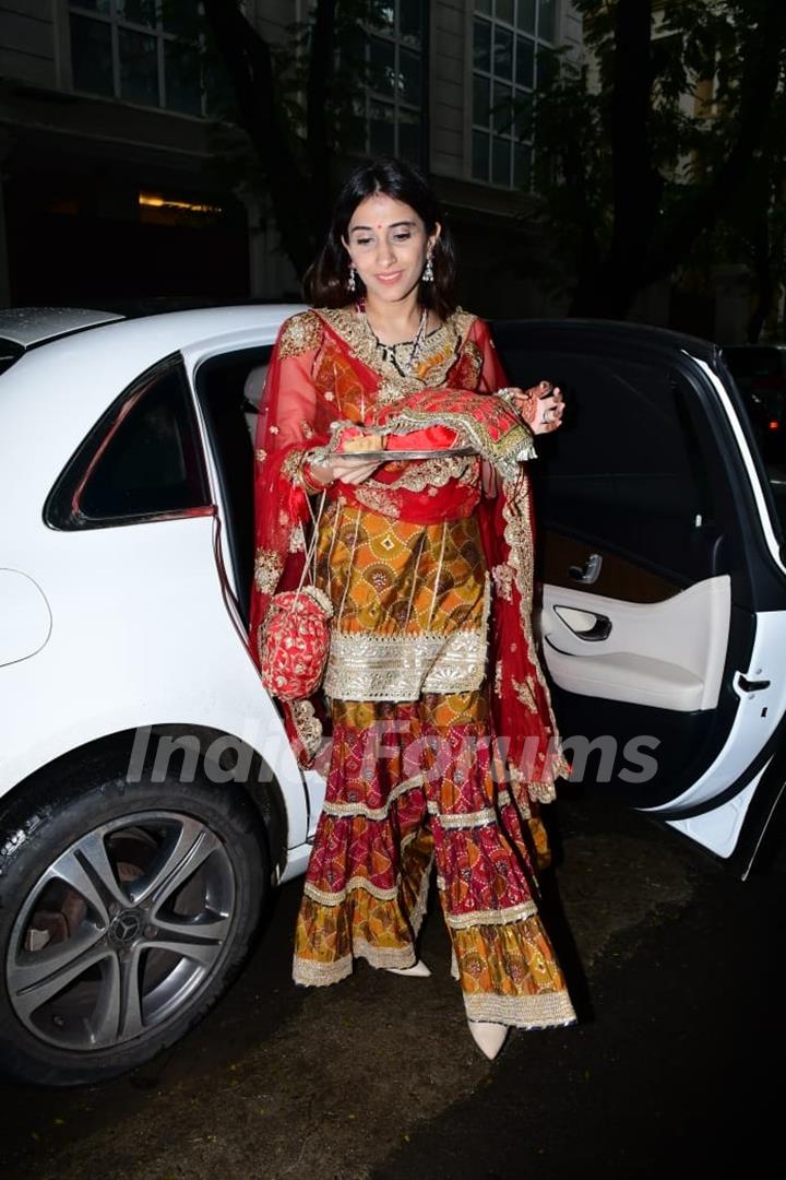 Celebs spotted at Anil Kapoor’s residence for Karwa Chauth pooja. 