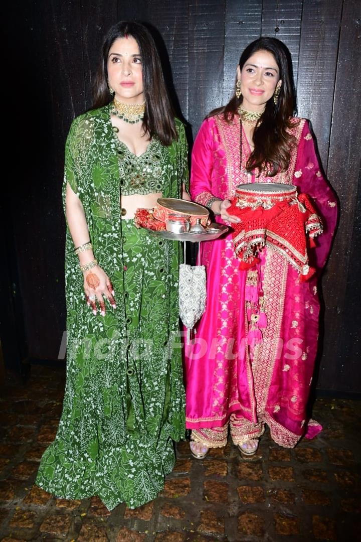 Maheep Kapoor and Bhavana Pandey spotted at Anil Kapoor’s residence for Karwa Chauth pooja. 