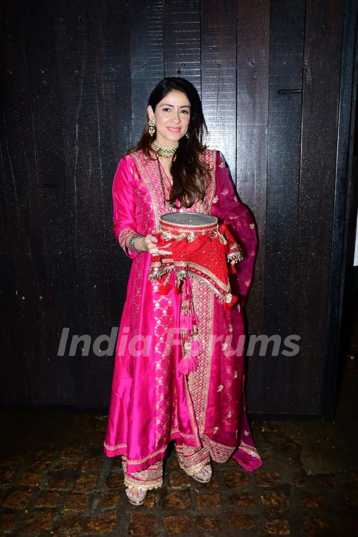 Bhavana Pandey spotted at Anil Kapoor’s residence for Karwa Chauth pooja. 