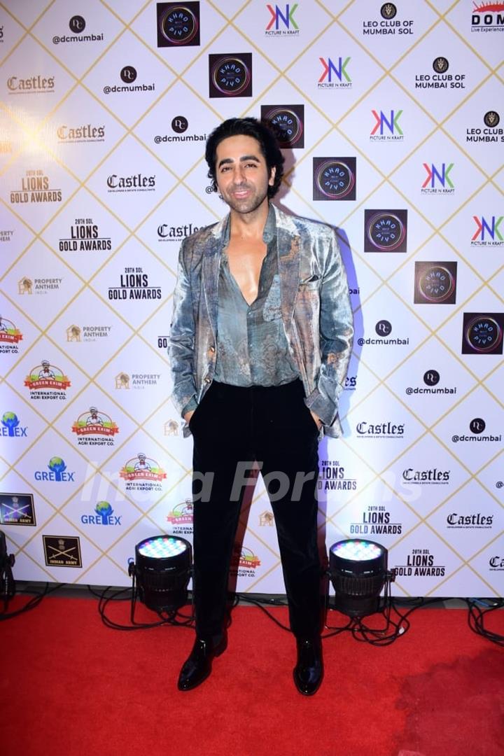 Ayushmann Khurran looked dashing in a shiny blazer and matching shirt as he attended an award show in the city