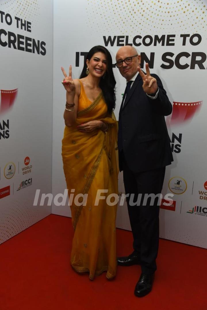 Jacqueline Fernandez spotted at the Welcome To The Italian Screens event at Jio World Drive 