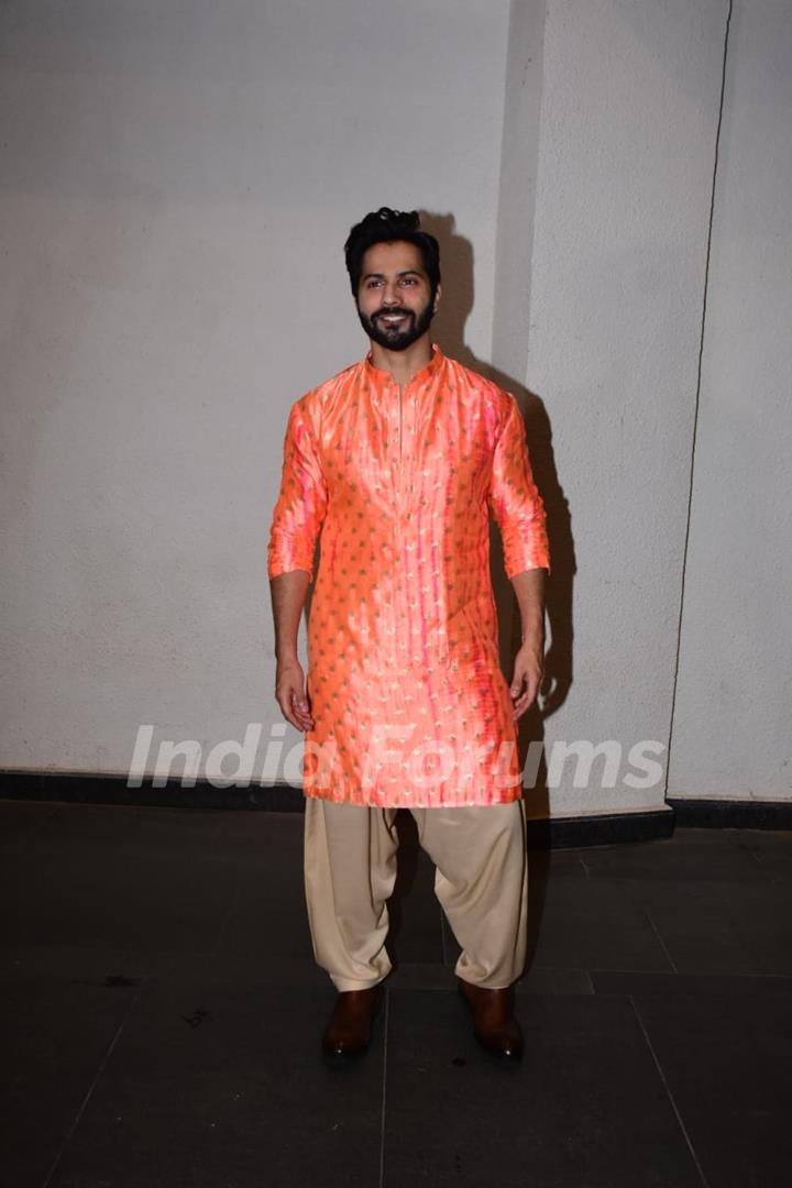 Varun Dhawan kept it flashy in a neon orange kurta at Ayushmann- Tahira's Diwali bash