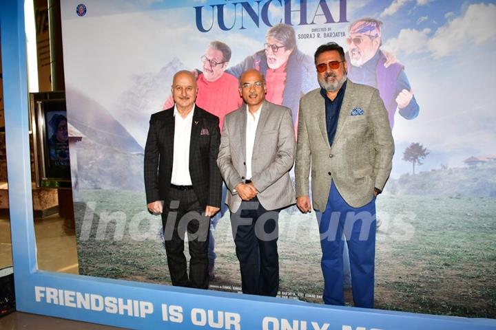 Anupam Kher, Boman Irani and Sooraj R Barjatya spotted at the trailer launch of Uunchai 