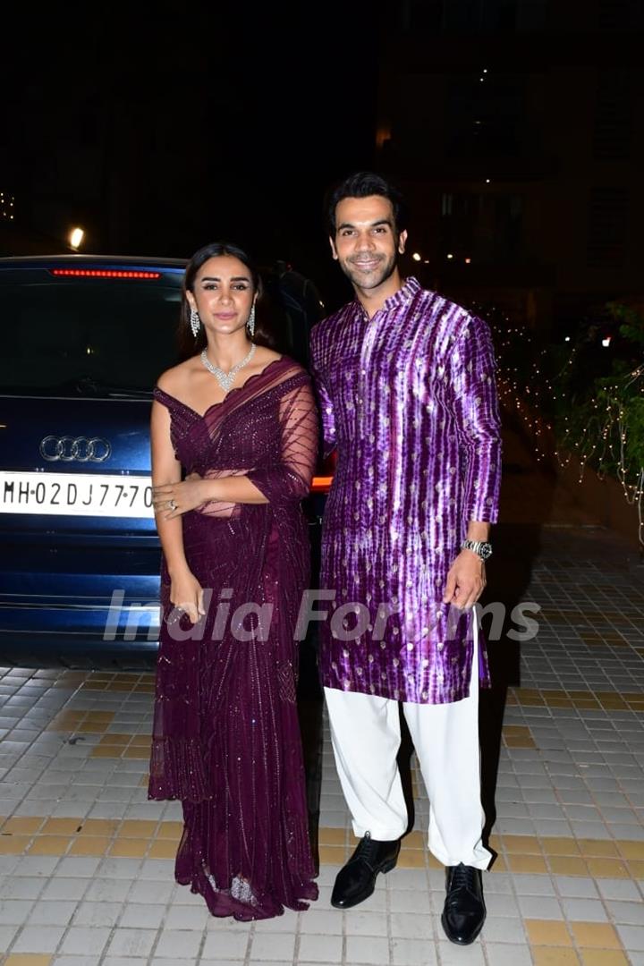 Rajkummar and Patralekha twin in purple ethnic ensembles at Bhumi Pednekar’s Diwali bash