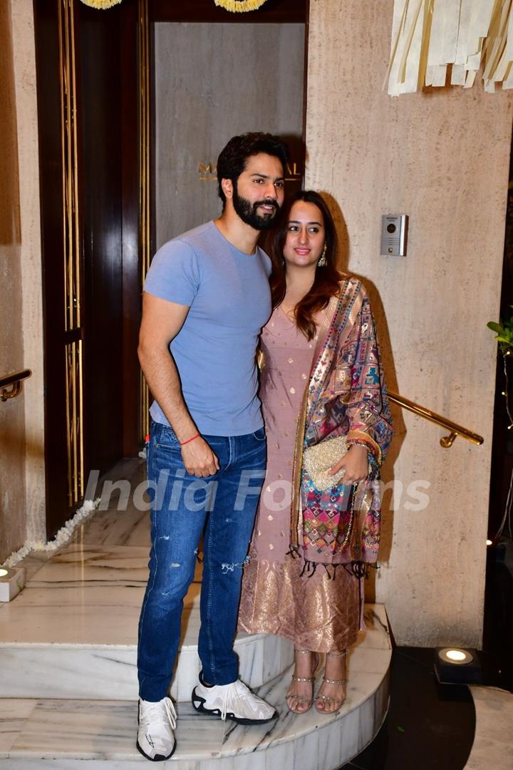 Varun Dhawan and Natasha Dalal spotted at Manish Malhotra house