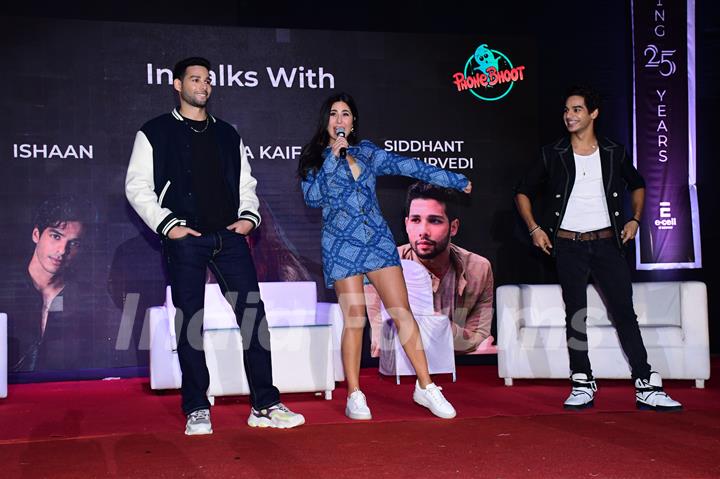 Katrina Kaif, Siddhant Chaturvedi, Ishaan Khattar snapped for promoting their upcoming film PhoneBhoot at IIT Bombay 