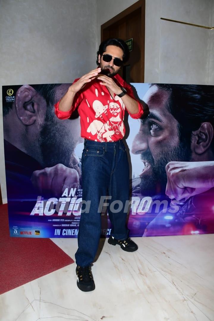 Ayushmann Khurrana spotted promoting his upcoming film An Action Hero at T-Series office in Andheri 