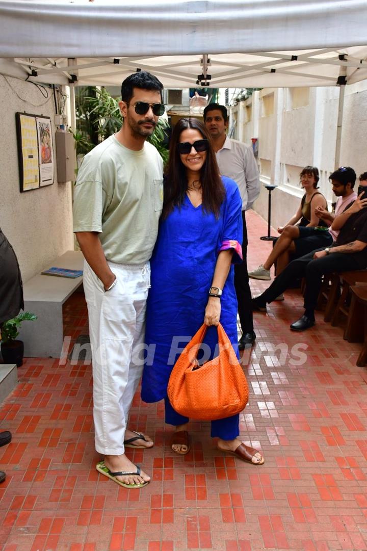 Neha Dhupia and Angad Bedi spotted in Bandra