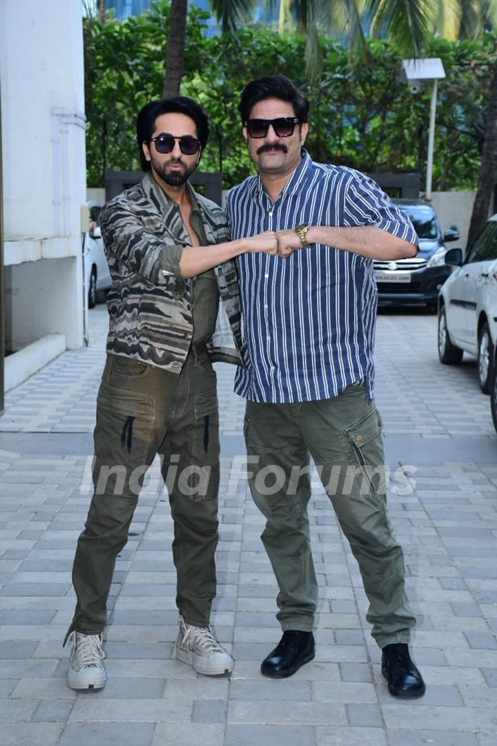 Ayushmann Khurrana, Jaideep Ahlawat  spotted promoting his upcoming film An Action Hero at T-Series office in Andheri 