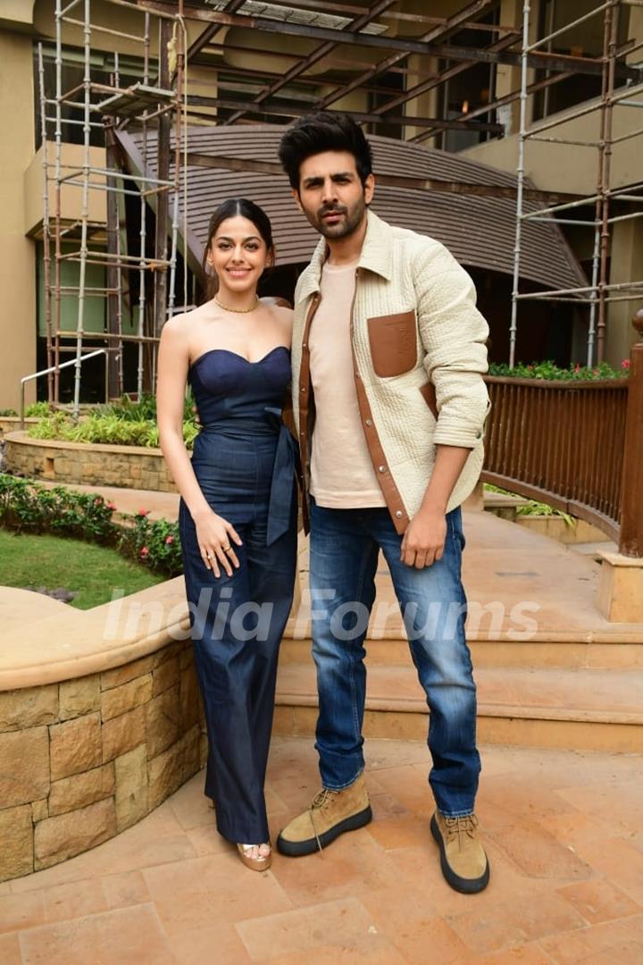 Kartik Aaryan and Alaya F spotted promoting their upcoming film Freddy at JW Marriott in Juhu