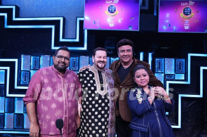 Shankar Mahadevan, Anu Malik, Bharti Singh, Nitin Mukesh snapped on the set of  Sa Re Ga Ma Pa Li'l Champs