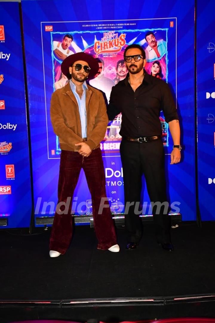 Ranveer Singh and Rohit Shetty spotted at the screening of the trailer of Cirkus and song launch in Dolby Atmos