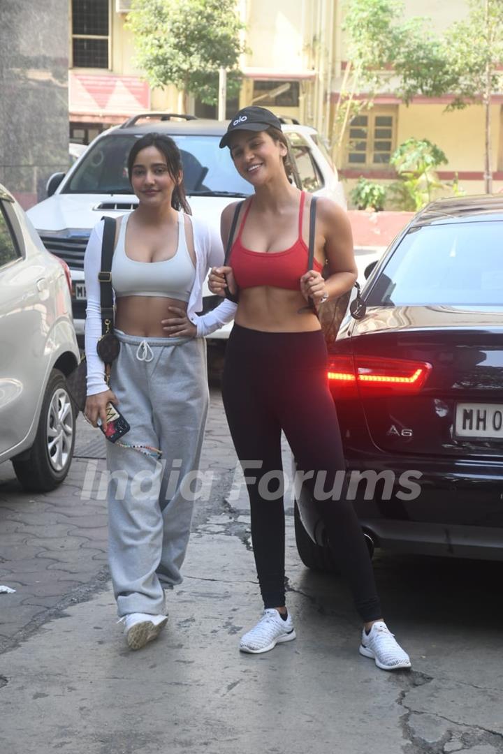 Neha Sharma and Aisha Sharma spotted in Bandra 