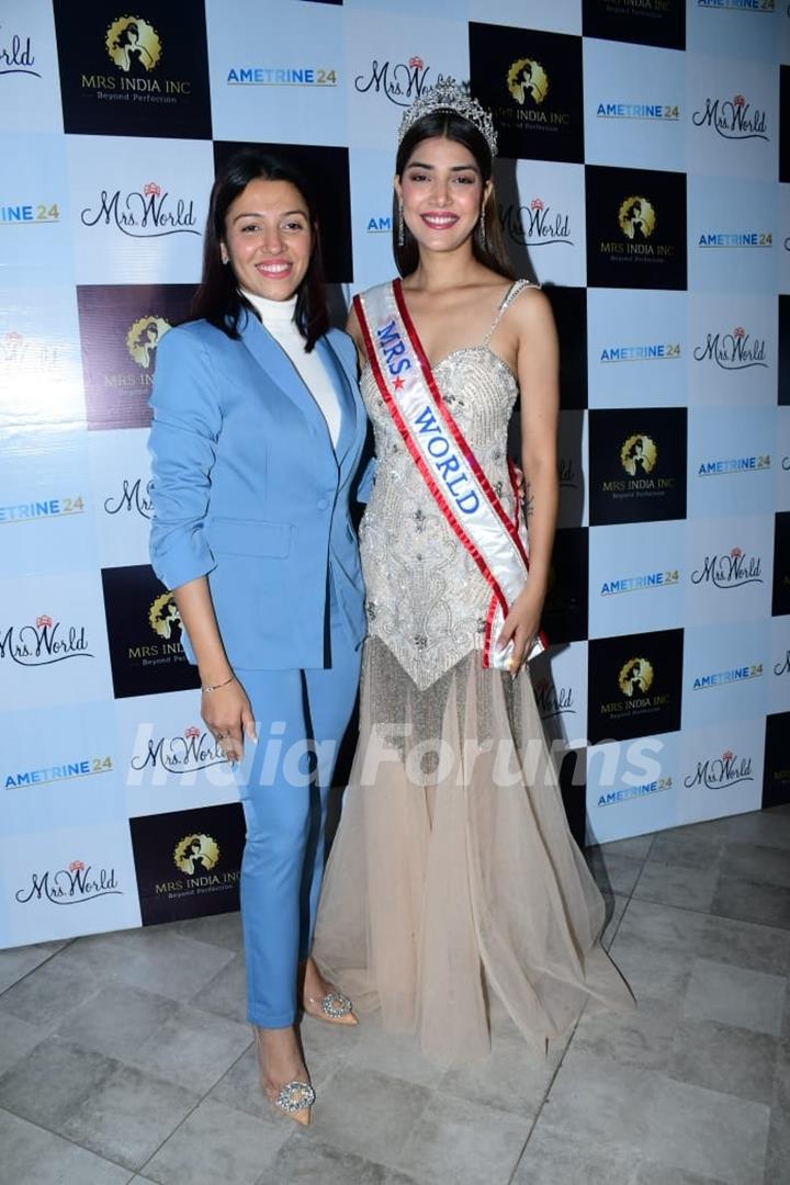 Mrs world Sargam Koushal with national director Mohini Sharma snapped in Andheri