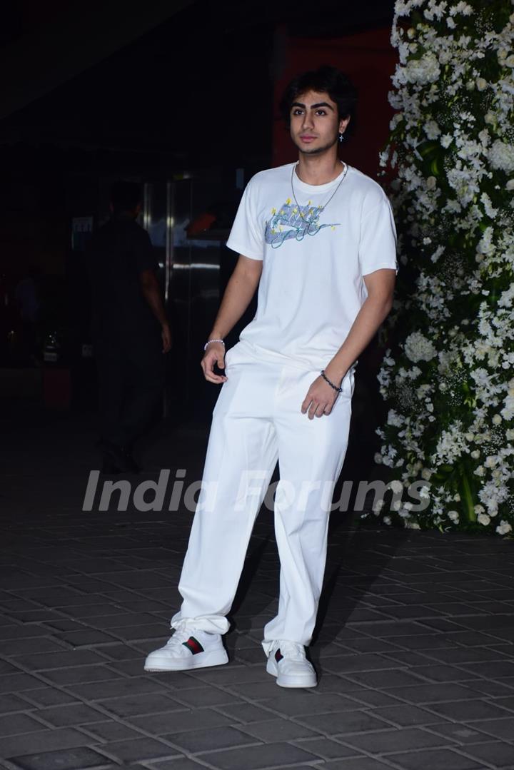 Arhaan Khan sported an all white look in a white shirt and white pants for Salman’s birthday party