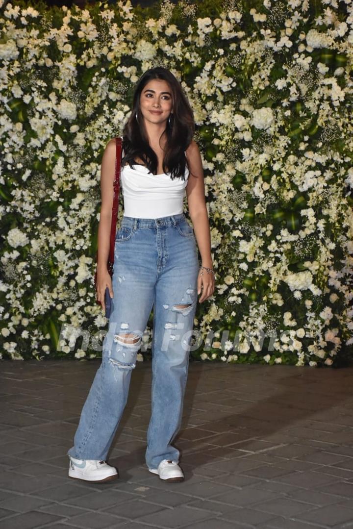 Pooja Hegde kept it casual in a white top denims for Salman’s birthday bash