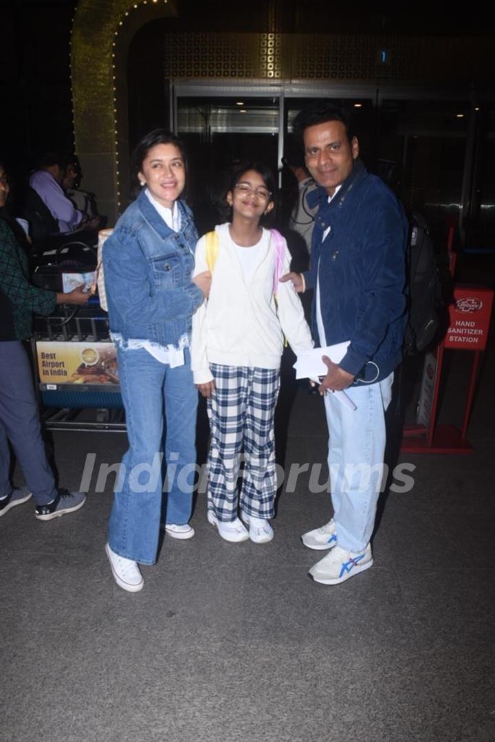 Manoj Bajpayee spotted with his family at the Mumbai airport