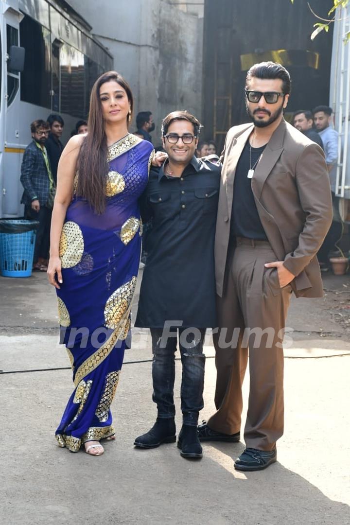 Arjun Kapoor, Tabu and Aasmaa n Bhardwaj snapped promoting their upcoming film Kuttey on the sets of Indian Idol