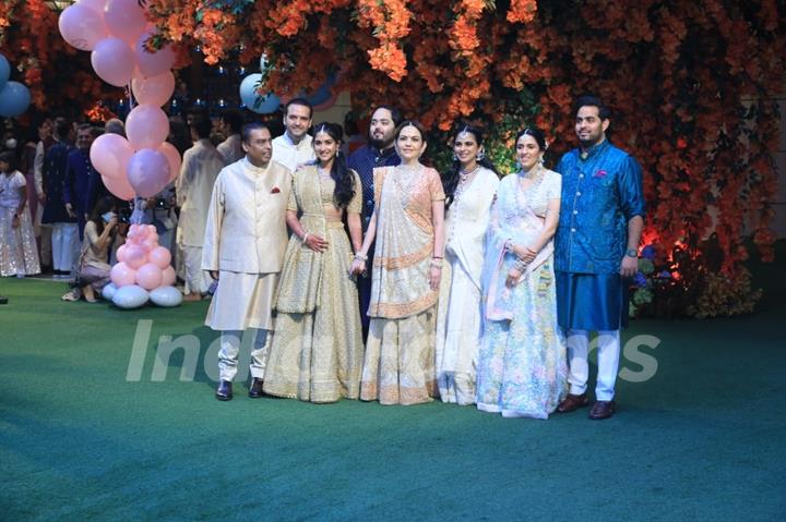  Mukesh Ambani, Nita Ambani, Akash Ambani, Isha Ambani snapped on the occasion of Anant Ambani, Radhika Merchant engagement ceremony at Antilla