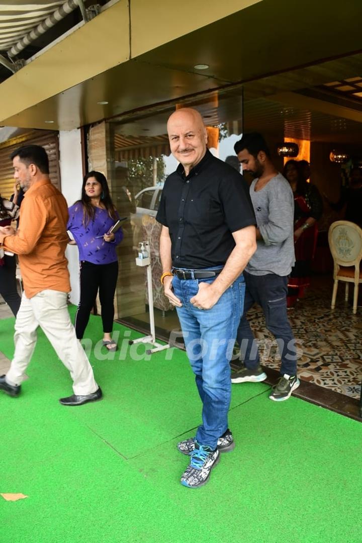 Anupam Kher snapped promoting upcoming film Shiv Shastri Balboa