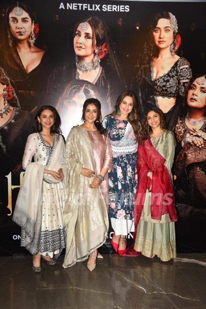  Sonakshi Sinha, Manisha Koirala, Sharmin Segal, Aditi Rao Hydari attend the teaser launch of their web series Heeramandi