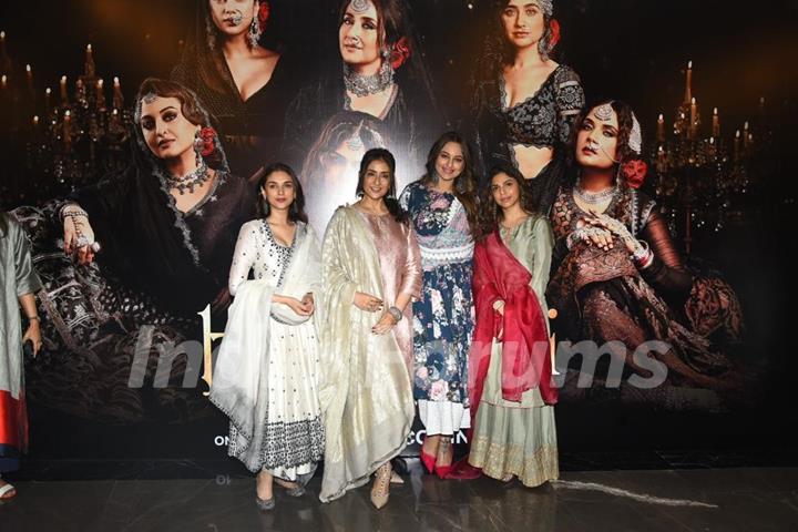  Sonakshi Sinha, Manisha Koirala, Sharmin Segal, Aditi Rao Hydari attend the teaser launch of their web series Heeramandi