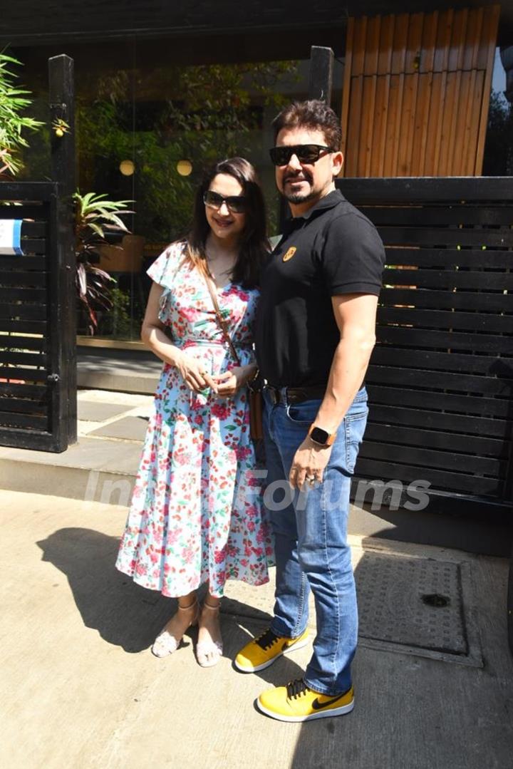 Madhuri Dixit spotted with her husband in the city 