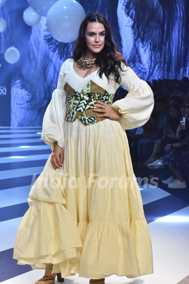 Neha Dhupia walk the ramp at Lakme Fashion Week 2023