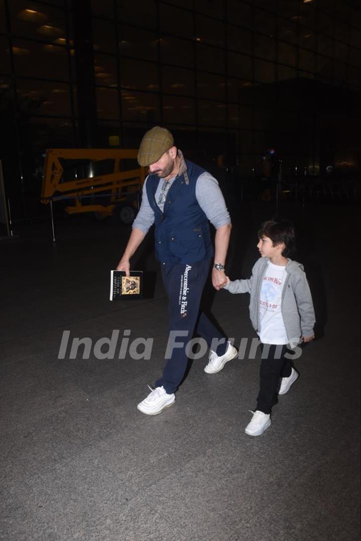 Saif Ali Khan and Taimur Ali Khan snapped at the Mumbai airport 