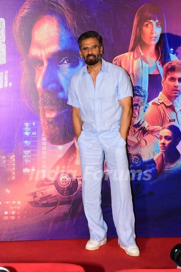 Suniel Shetty snapped at the trailer launch of Hunter Tootega Nahi Todega 