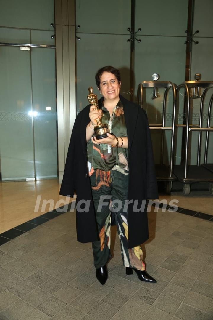 Guneet Monga snapped at the Mumbai airport 