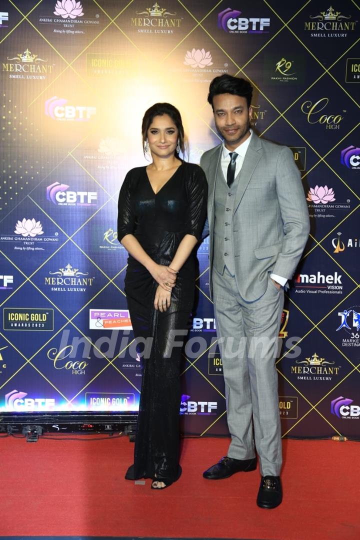 Ankita Lokhande, Vicky Jain snapped attending the Iconic Gold Awards 2023