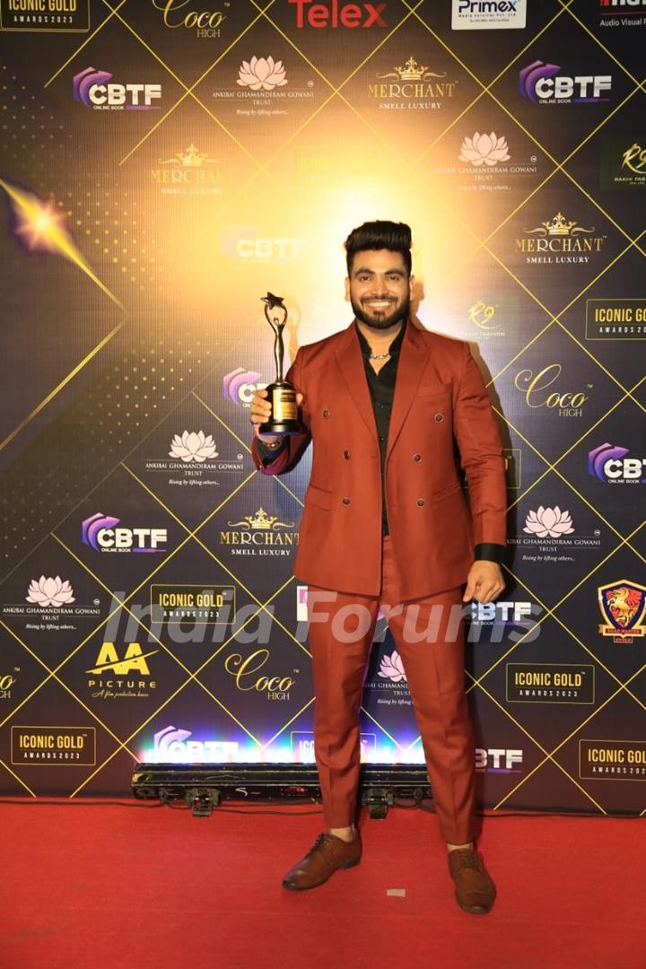 Shiv Thakare snapped attending the Iconic Gold Awards 2023