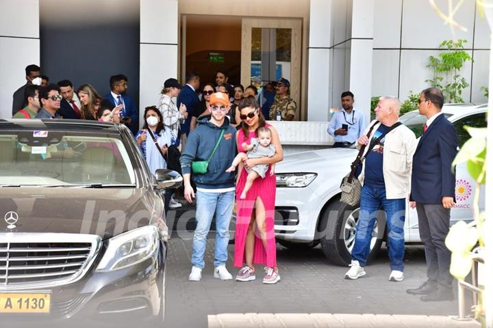 Priyanka Chopra and Nick Jones snapped with daughter Malti at the Kalina airport 