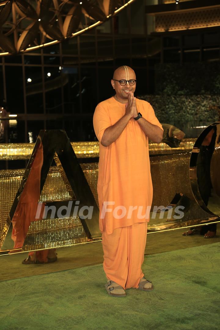 Gaur Gopal Das attend the opening of the Nita Mukesh Ambani Cultural Centre