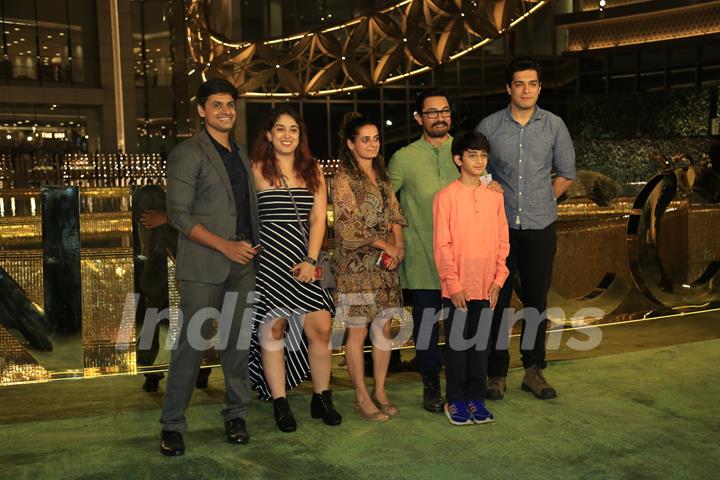 Nupur Shikhare, Ira Khan, Aamir Khan, Azad Rao Khan, Junaid Khan attend the opening of the Nita Mukesh Ambani Cultural Centre